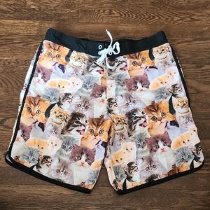 Bioworld Cat Print Athletic Shorts SWIM WEAR